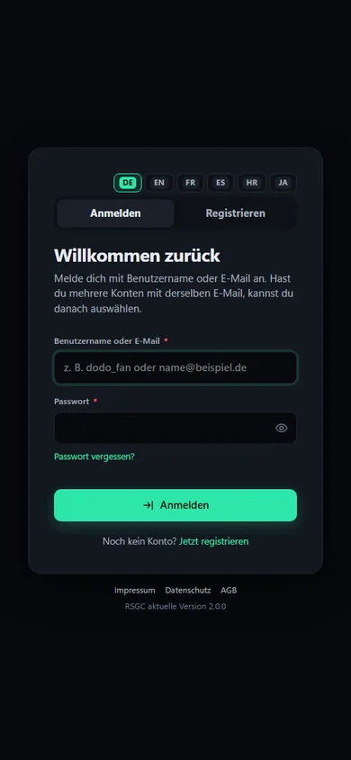 RSGC – Ansicht am Handy