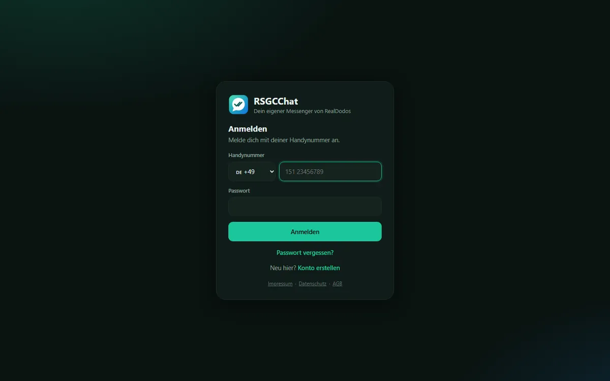 RSGCChat – Ansicht am PC