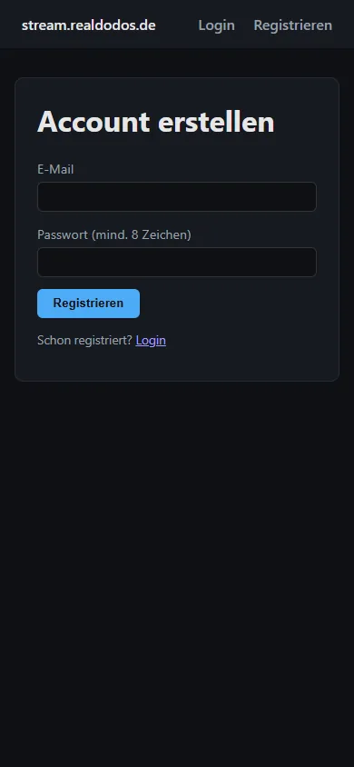 RealDodos Stream – Ansicht am Handy