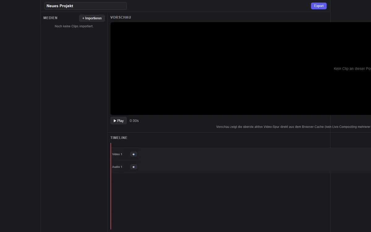 Video Editor – Ansicht am PC
